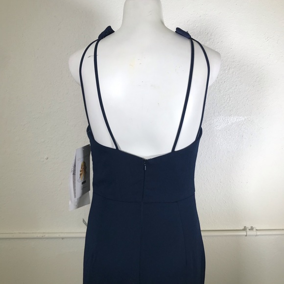 Hayley Paige Mock Neck Strappy Back Crepe Dress - Picture 4 of 11